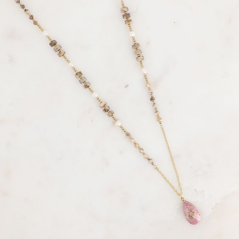 Lydiana-Halskette – Naturstein- und Tropfenanhänger mit Stern