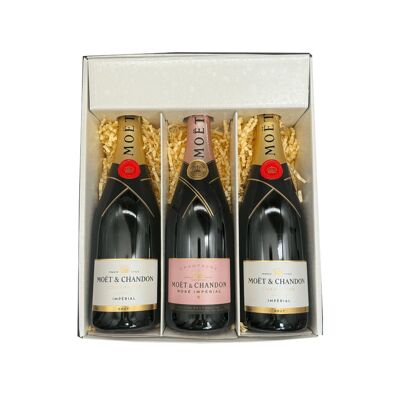 Caja Blanca: Moët & Chandon – Champagne – 2 Impérial Brut y 1 Rosé – (3x75cl)