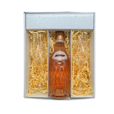 Caja blanca: Vranken – champagne – 1 Rosé y 2 copas “cuadradas” – (1x75cl)