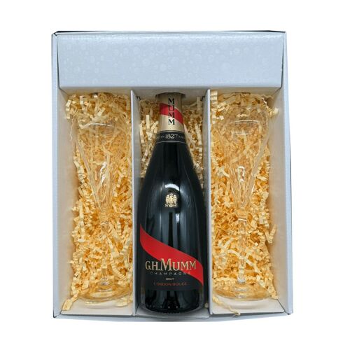 Coffret Blanc : Mumm – Champagne – Brut et 2 Flûtes Chef & Sommelier (1x75cl)