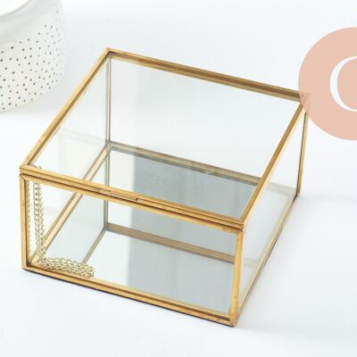 Portagioie quadrato in vetro rettangolo metallo dorato 13.1 cm, 1 G9766