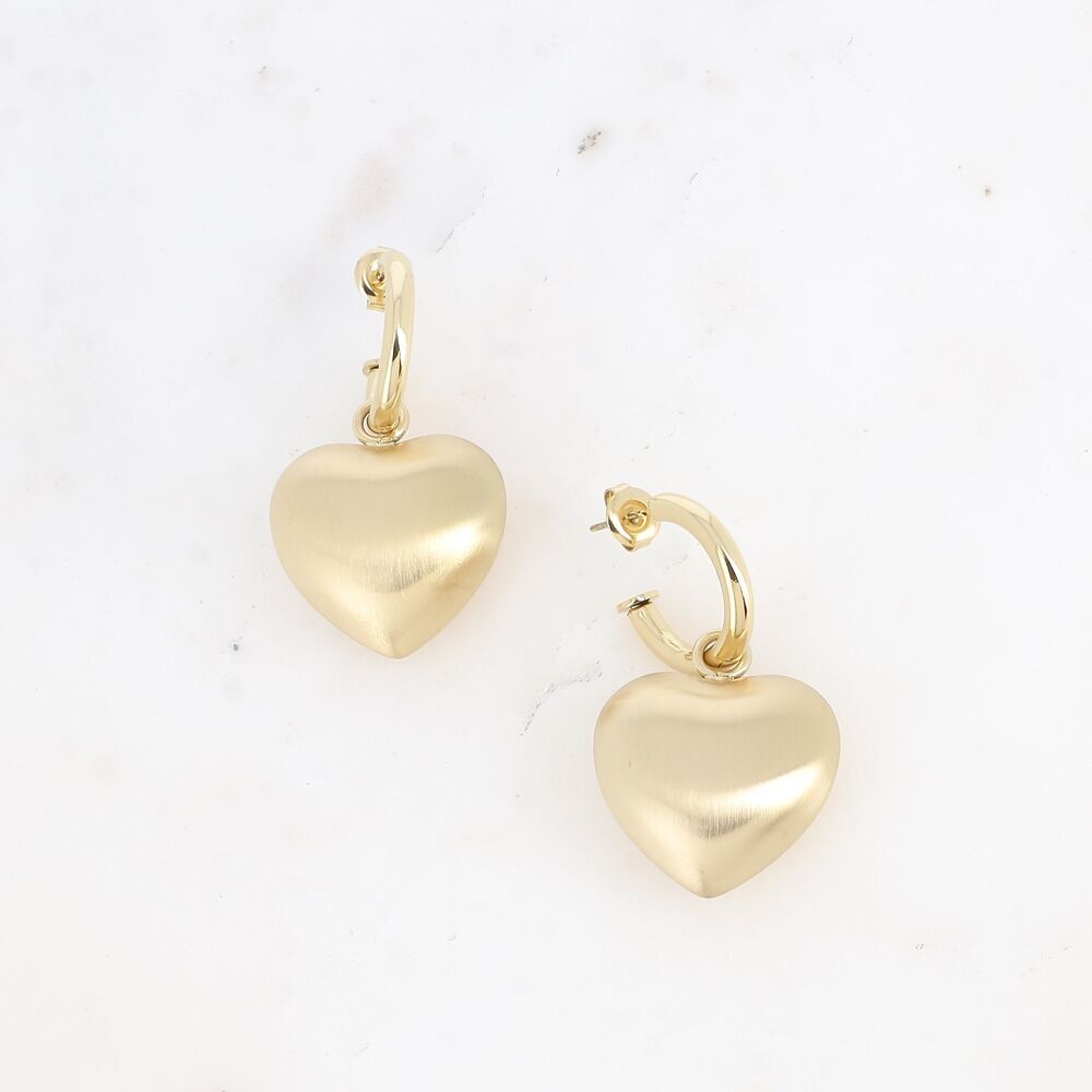 Osana-Creolen aus Stahl – großes, abgerundetes und gebürstetes Herz