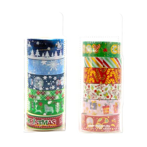 Nastro Adesivo In Carta Natale Set 6 Pz