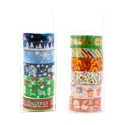 Set de cintas adhesivas de papel navideño 6 piezas