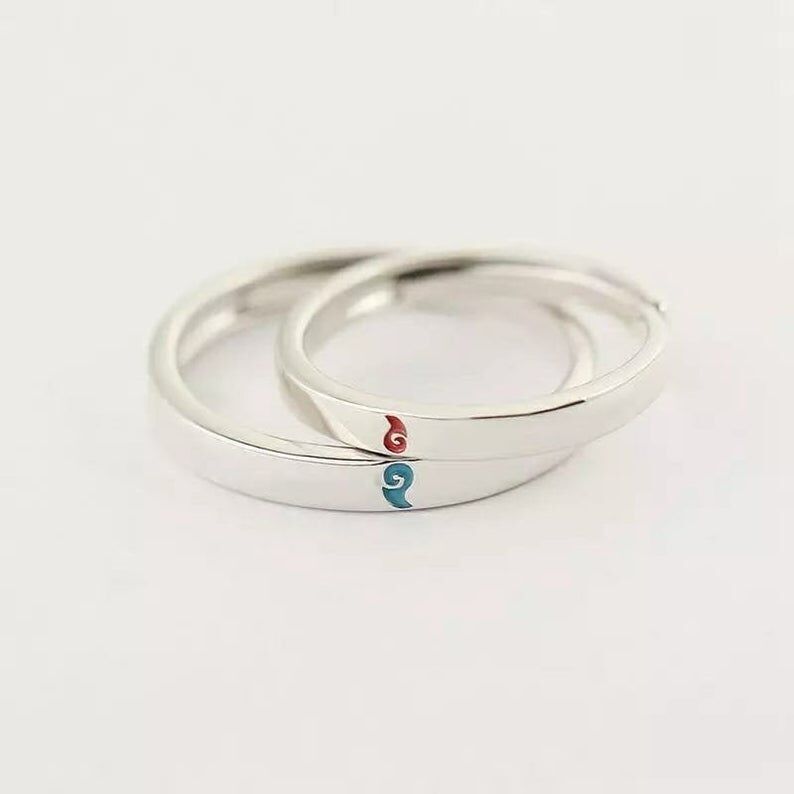 NE ZHA Chinese Adjustable Matching Couple Promise Ring Set