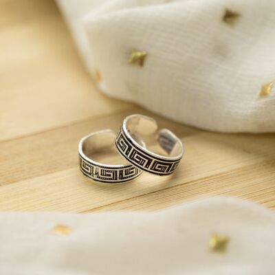 Black Bohemian Midi Tribal Beach Stacking Wide Band Toe Ring