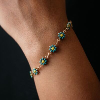 Multicolour Turquoise Sun Flower Summer Indie Boho Daisy Charms Bracelet