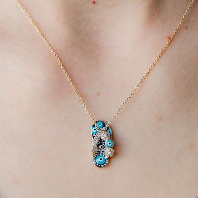 Evil Eye Unique Zircon Collier Pendentif Boho Grec Turc Réglable