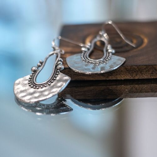 Retro Tribal Semi Disc Shape Ethnic Quirky Punk Dangle Drop Hippie Earring