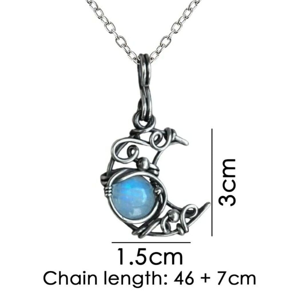 Mezza luna Wire Wrapped fatto a mano Moonstone Boho piccola collana pendente semplice