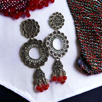 Boucles d'oreilles ethniques indiennes Boho oxydées Jhumkis