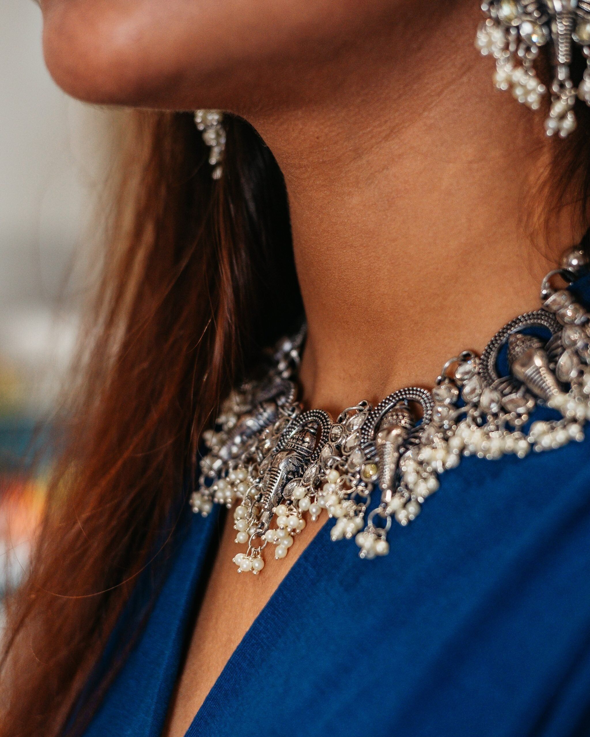 Grande collana del tempio del choker della dichiarazione indiana Boho Ganesha ossidata spirituale