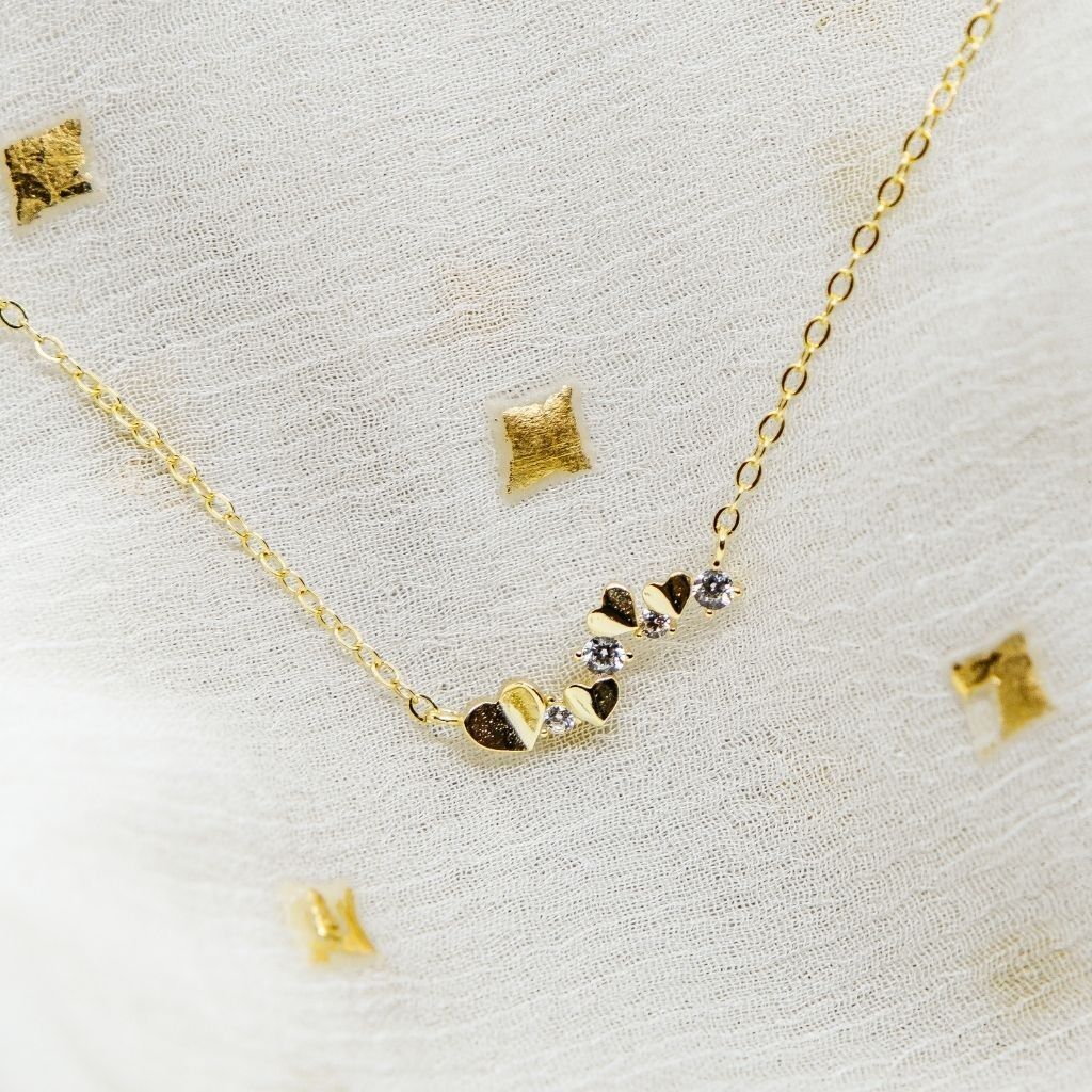 Collana con pendente a cuore piccolo piccolo e sottile in argento sterling 925 con zirconi