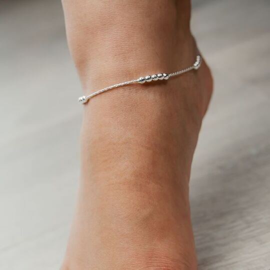 Cuentas de plata esterlina Payal Minimalistic Summer Boho Silver Indian Payal Tobillera