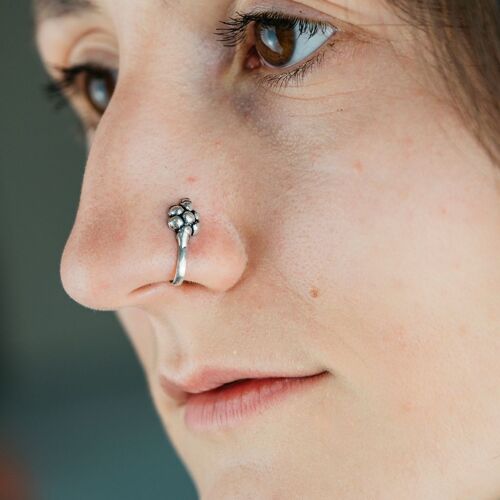 Antique Grapes Dots Indian Boho Gypsy Tribal Non Pierced Clip On Nose Pin