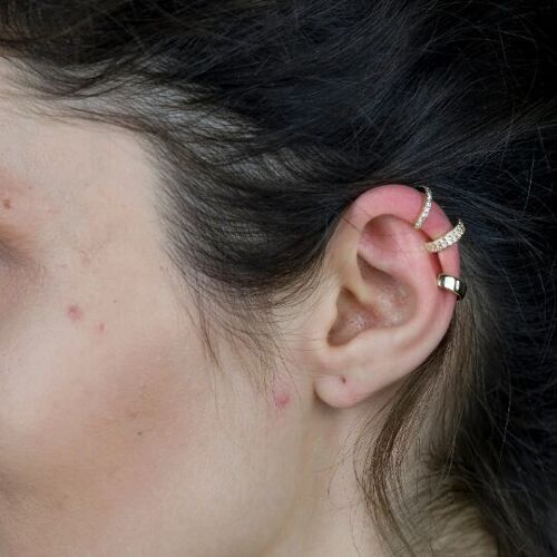 3 Piece Gold Zircon Slim Non Piercing Adjustable Ear Cuff Band