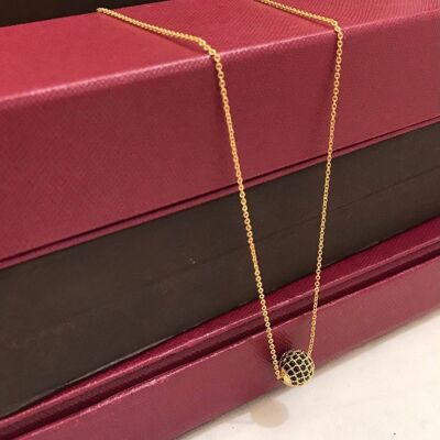 Collana con ciondolo Dokiya con pallina in oro bianco e nero, semplice e fatta a mano