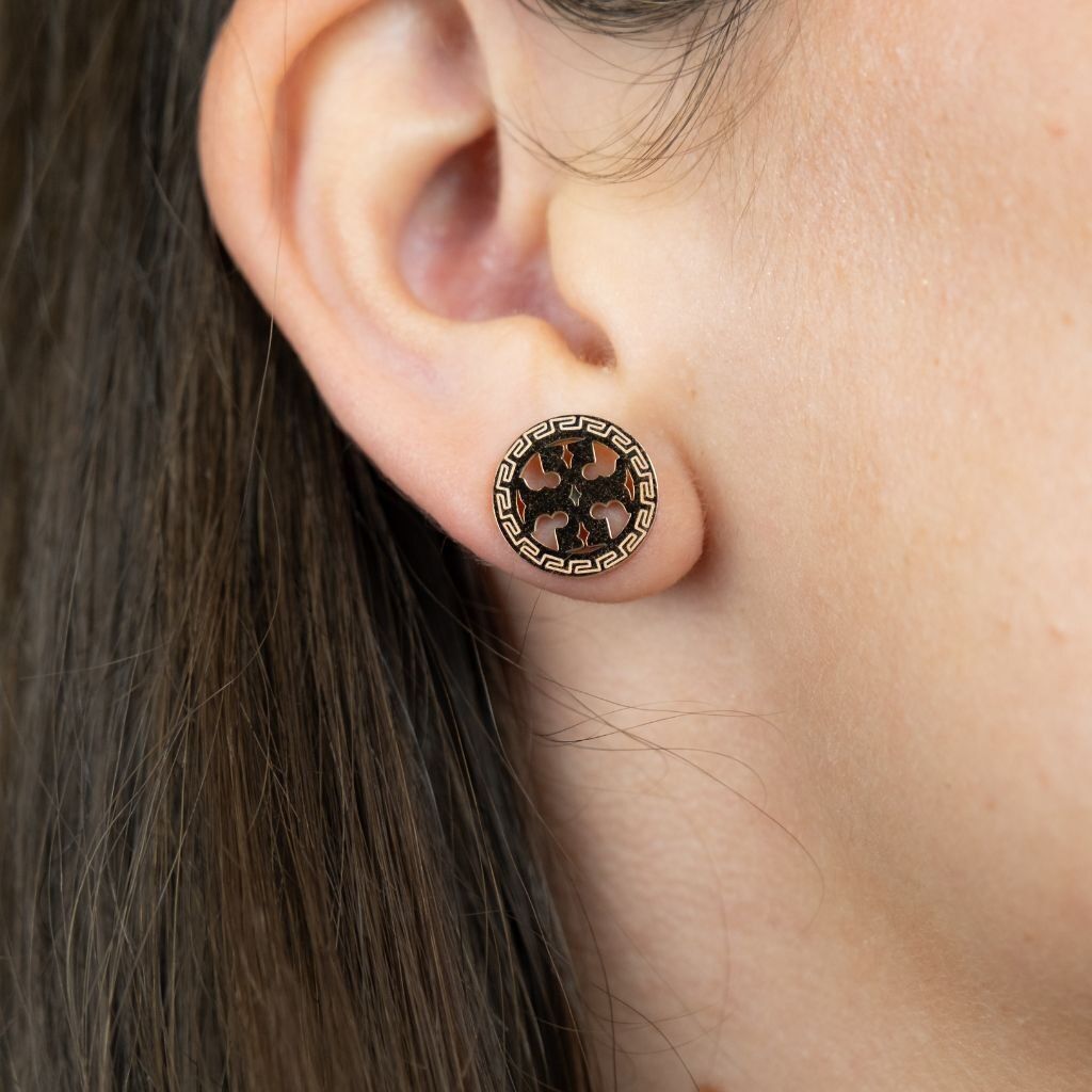 Boucles d'oreilles à tige élégantes en plaqué or rose de grande taille et rondes TB