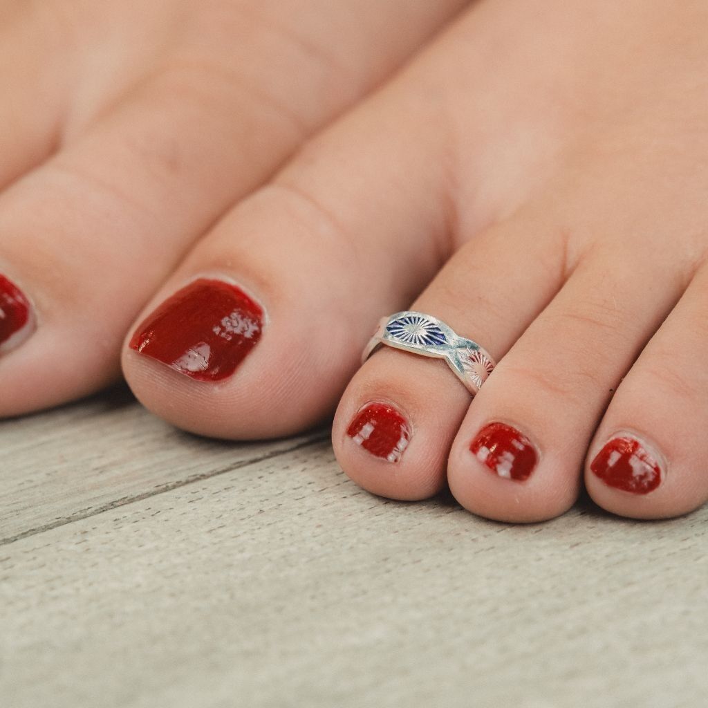 Anello per dita dei piedi delicato con fascia midi Boho con chakra colorata in argento regolabile