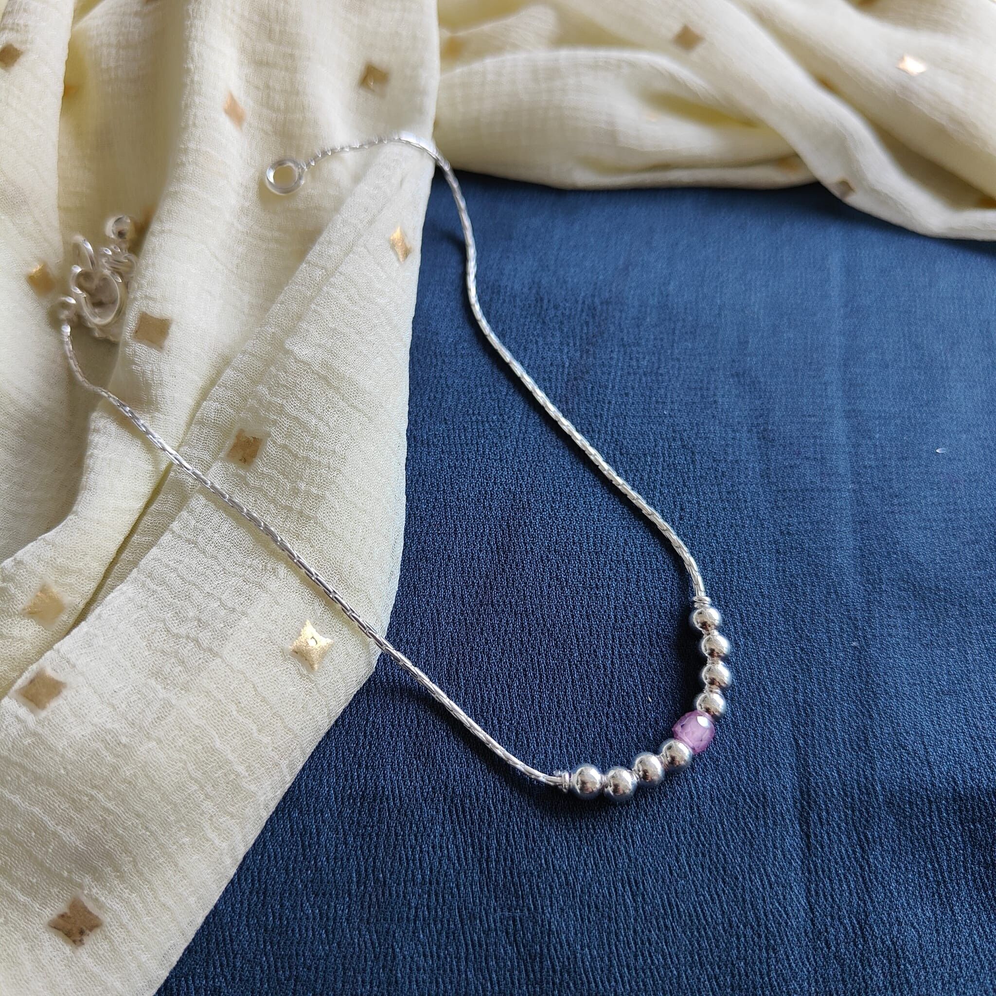 Cavigliera sottile Payal in argento rosa 925 con pallina rotonda