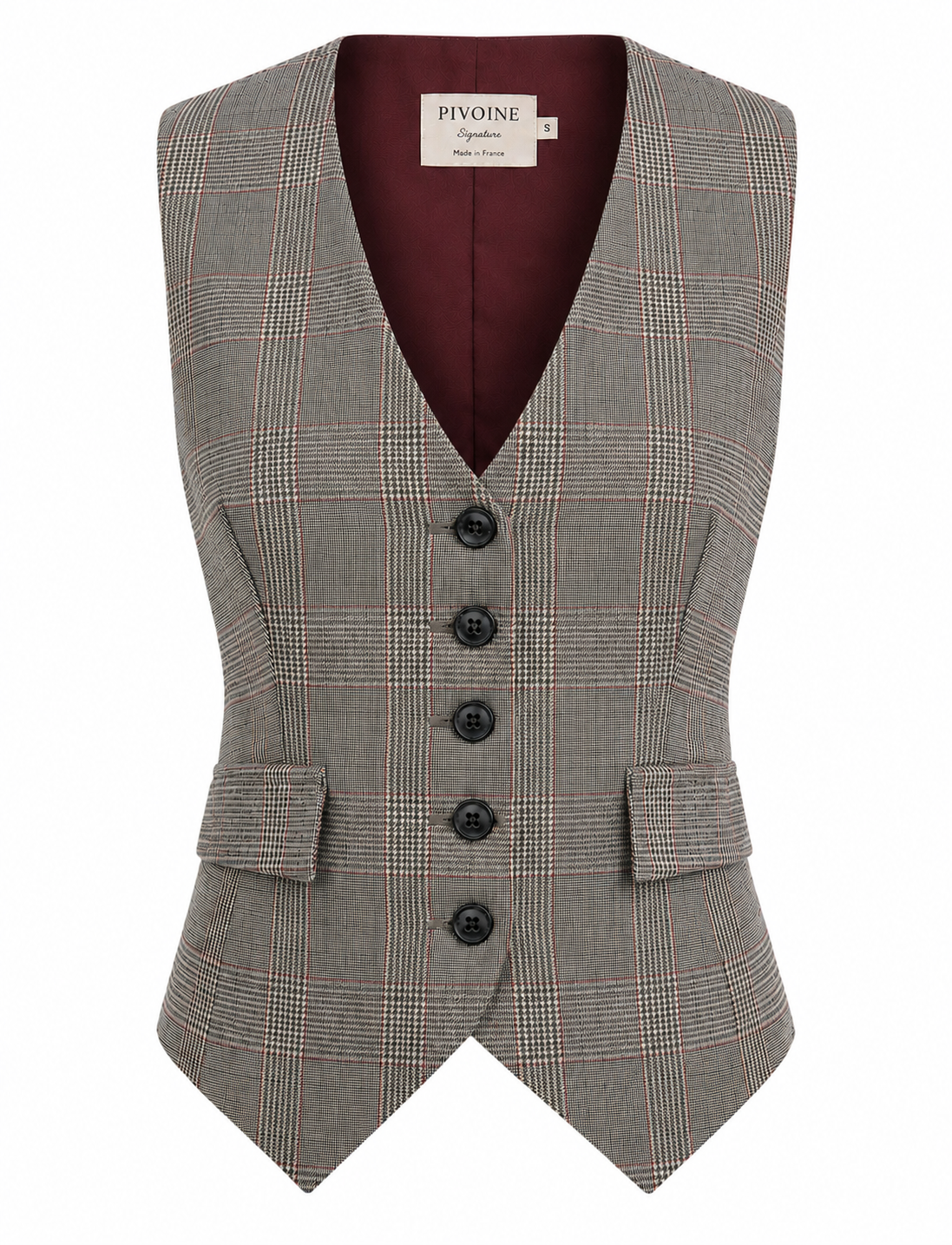 Académia Prince of Wales Jacket Grey/Bordeaux Cotton