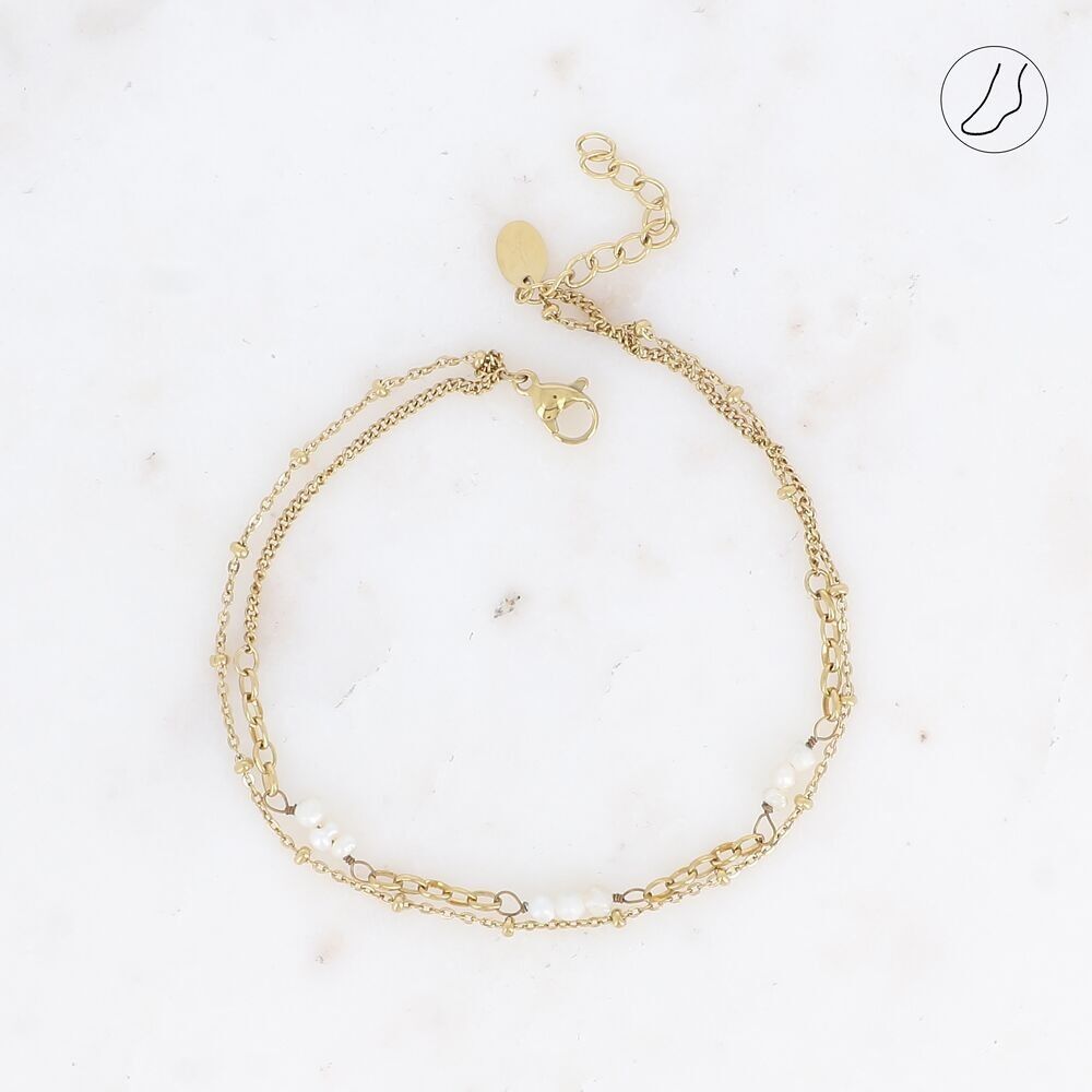 Chevillère - 2 rangs avec perles d'eau douce