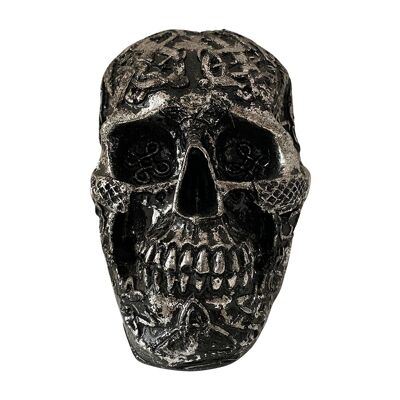 Resin Skull, Silver, 12cm