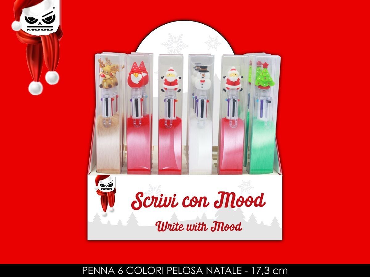 Stylo de Noël poilu 6 couleurs
