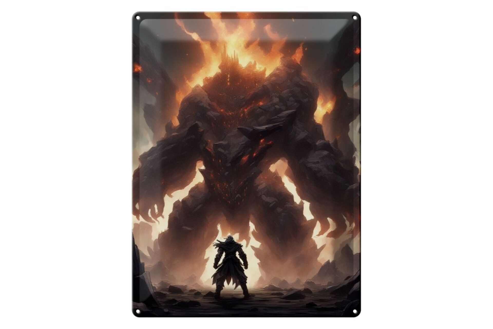 Targa in metallo 12x18 cm Il fuoco ha risvegliato la città perduta delle anime