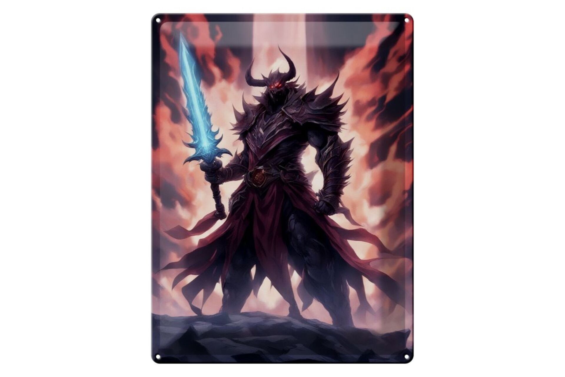 Targa in metallo 12x18 cm demone spettrale con una mano