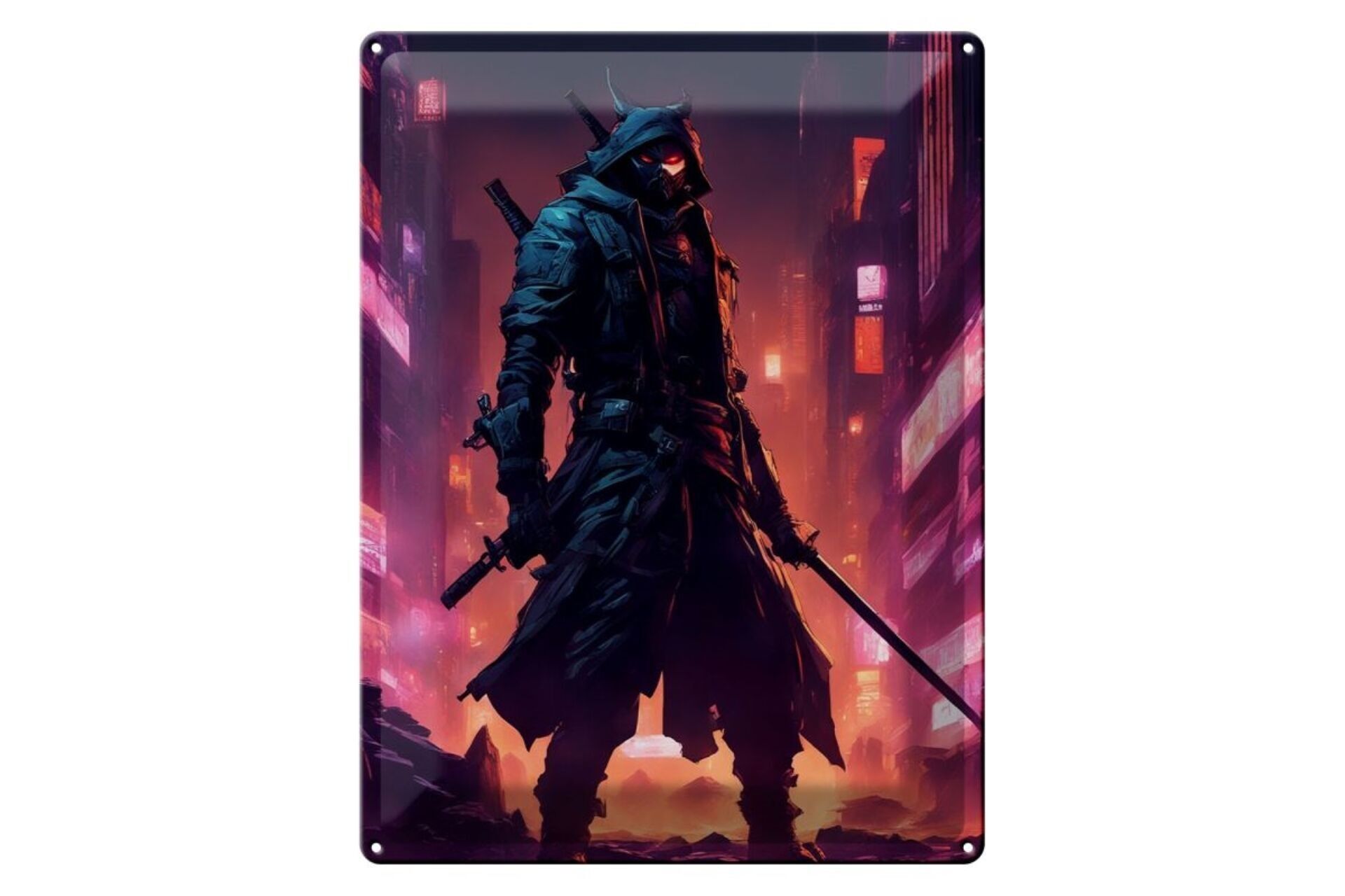 Blechschild 12x18cm Zukunfts Samurai von Synthopolis-City