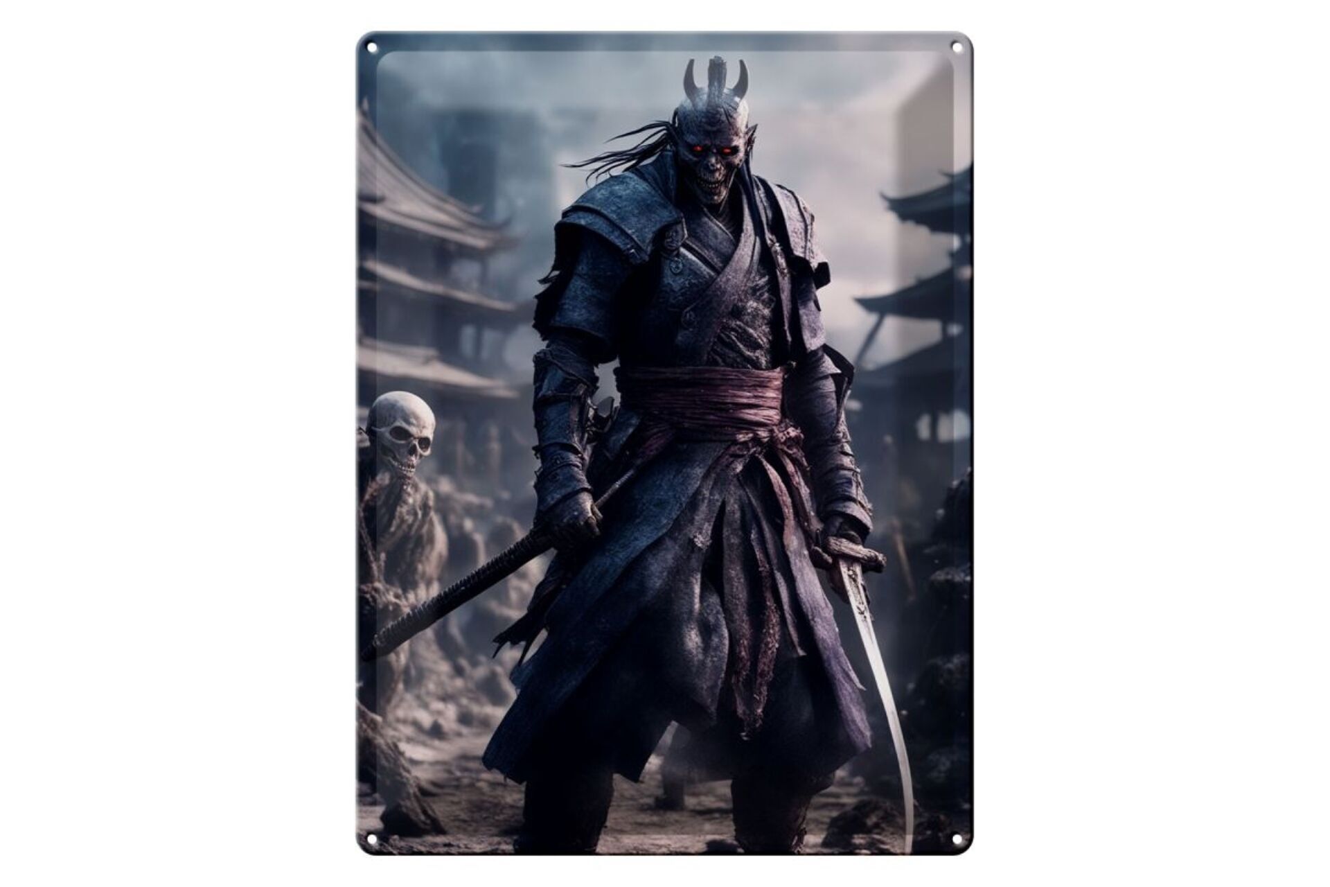 Blechschild 12x18cm Untoter Samurai