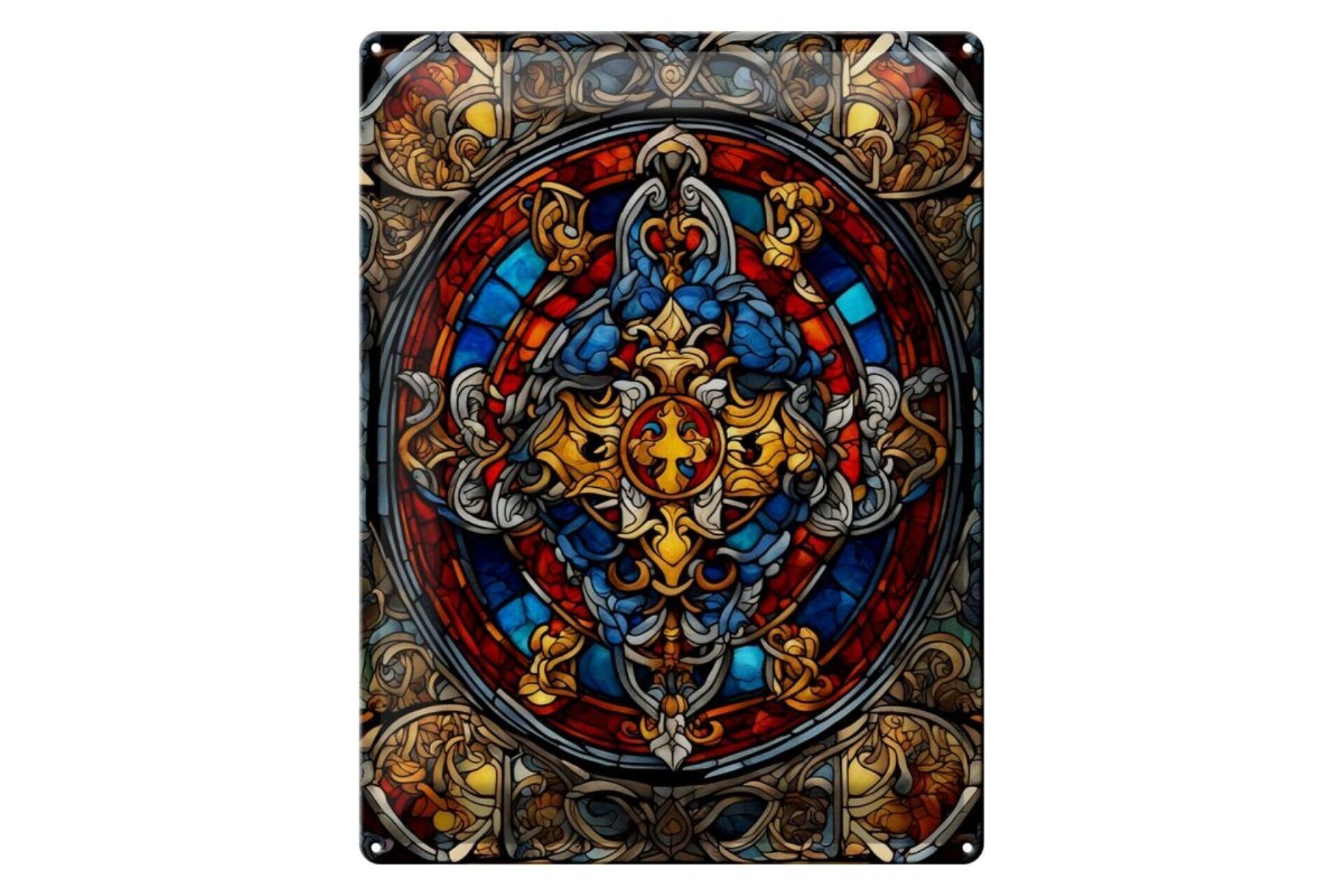 Targa in metallo 12x18 cm tavola runica Santo Cavaliere