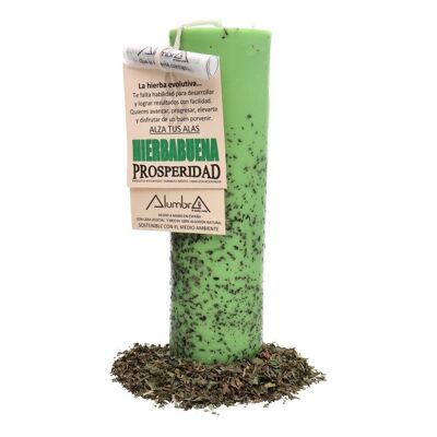 Vela Artesanal 100% Nartural con Hierbabuena - Prosperidad