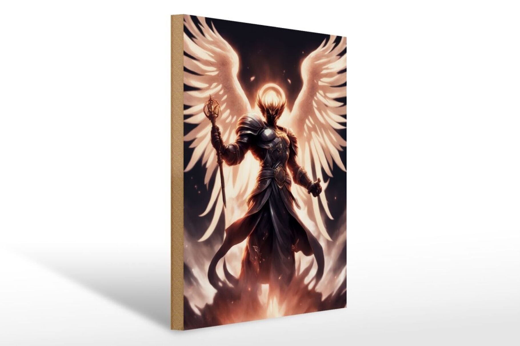 Targa in legno 12x18 cm Santo Combattente delle Anime