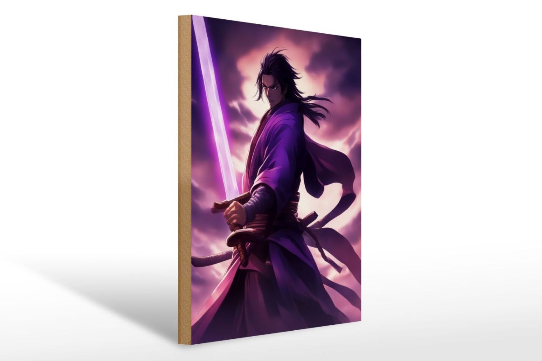 Cartello in legno 12x18 cm spada magica samurai