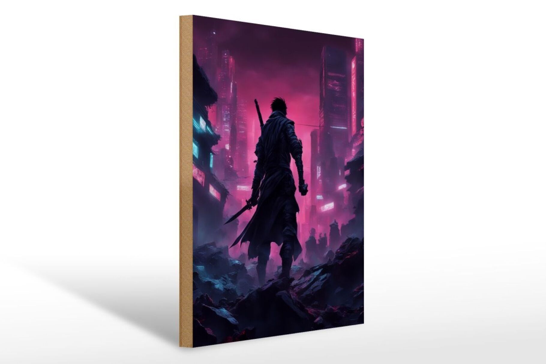 Panneau en bois 12x18cm Exposé de Synthopolis-City