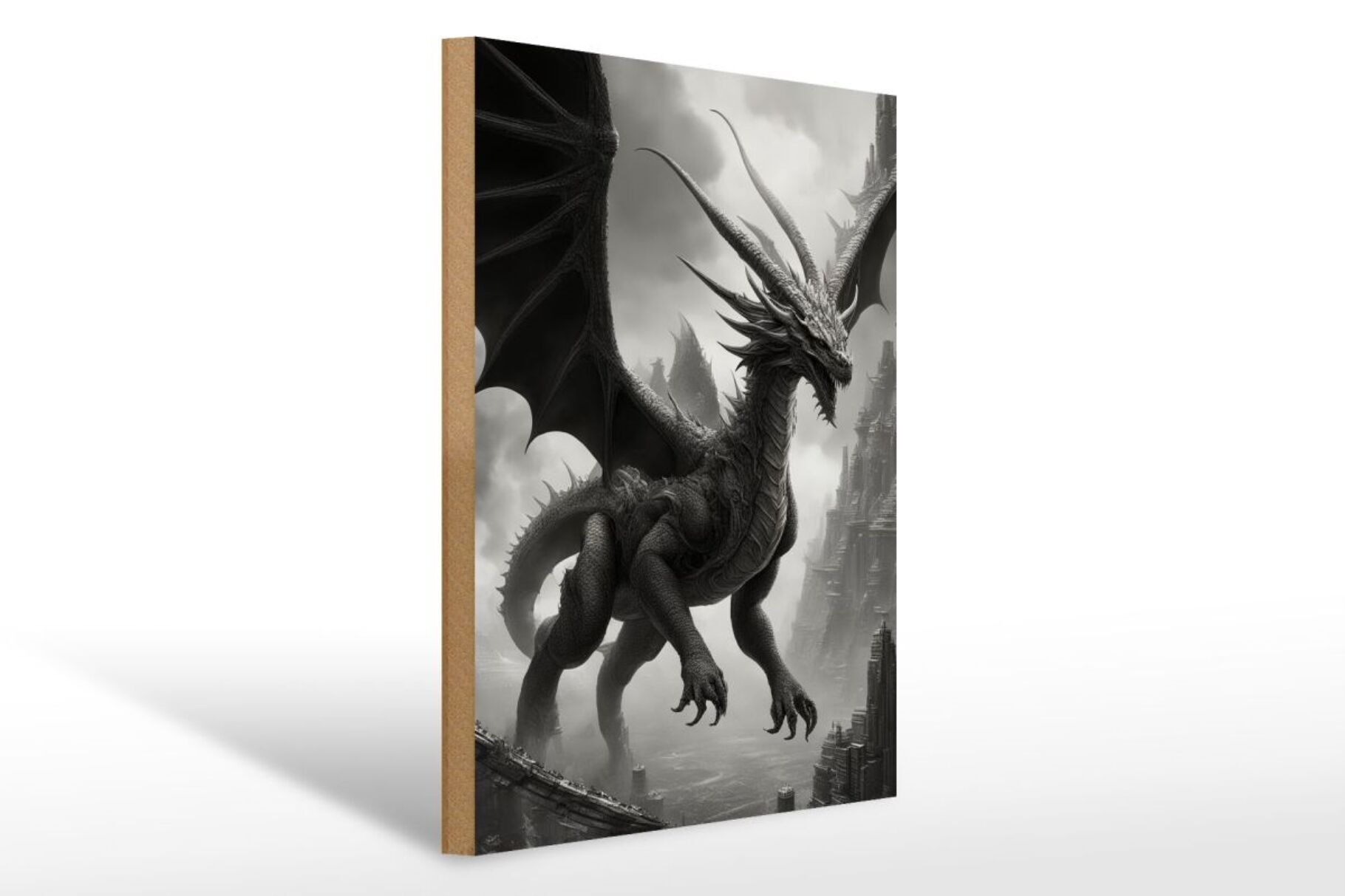 Holzschild 12x18cm Dunkler Drachenvater