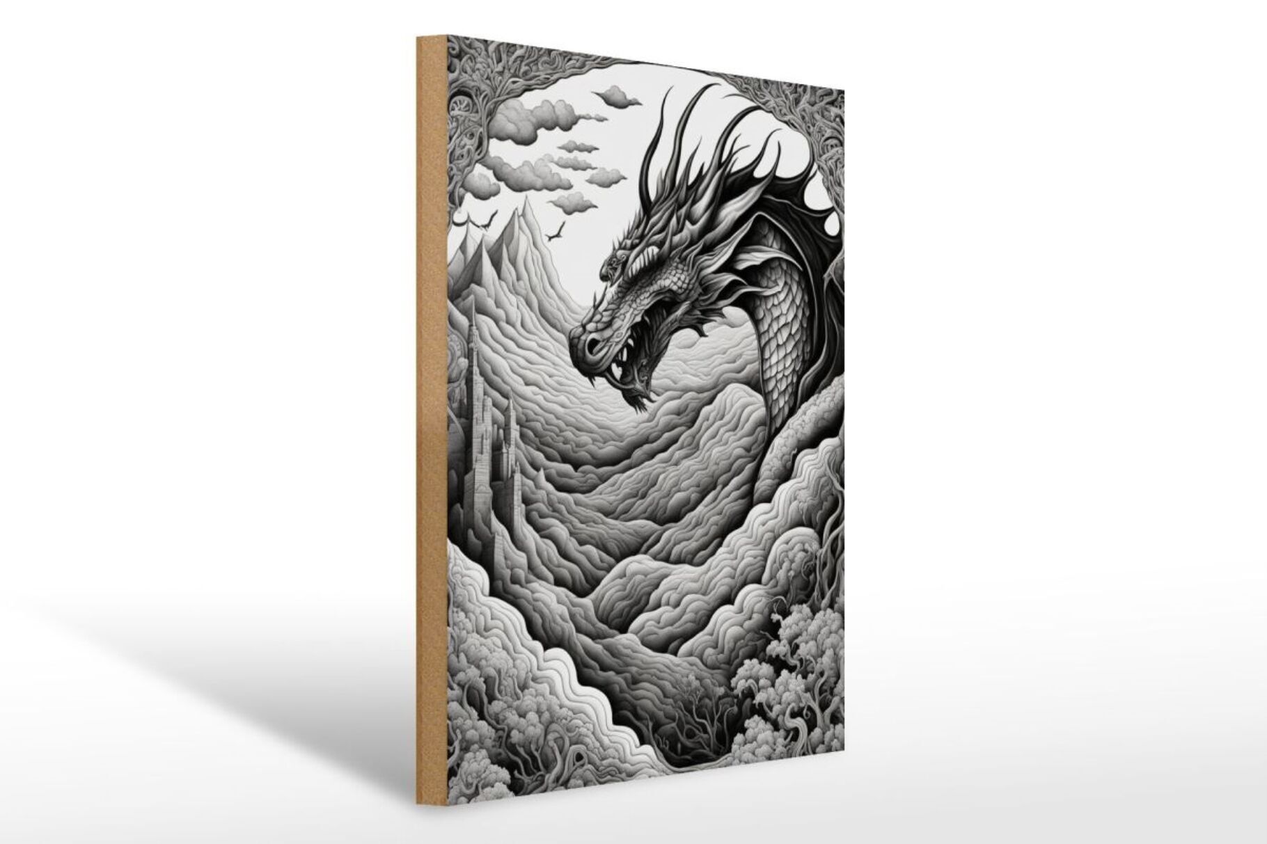 Holzschild 12x18cm Drachenschlange 3