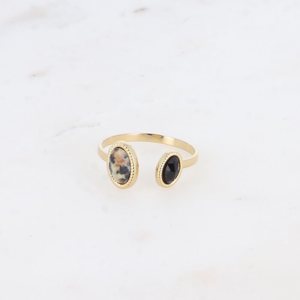 Anello aperto - 2 pietre naturali ovali