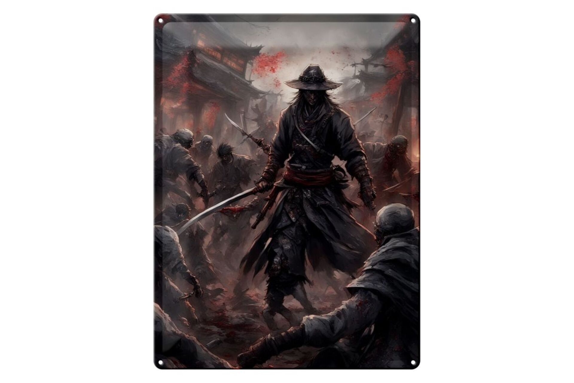 Targa in metallo 20x30 cm Zombie Hordes Samurai 3