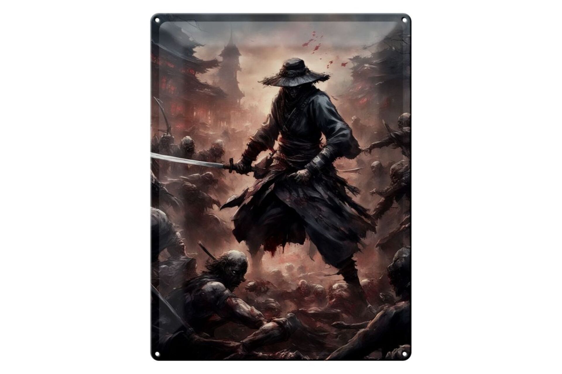 Targa in metallo 20x30 cm Zombie Hordes Samurai 2