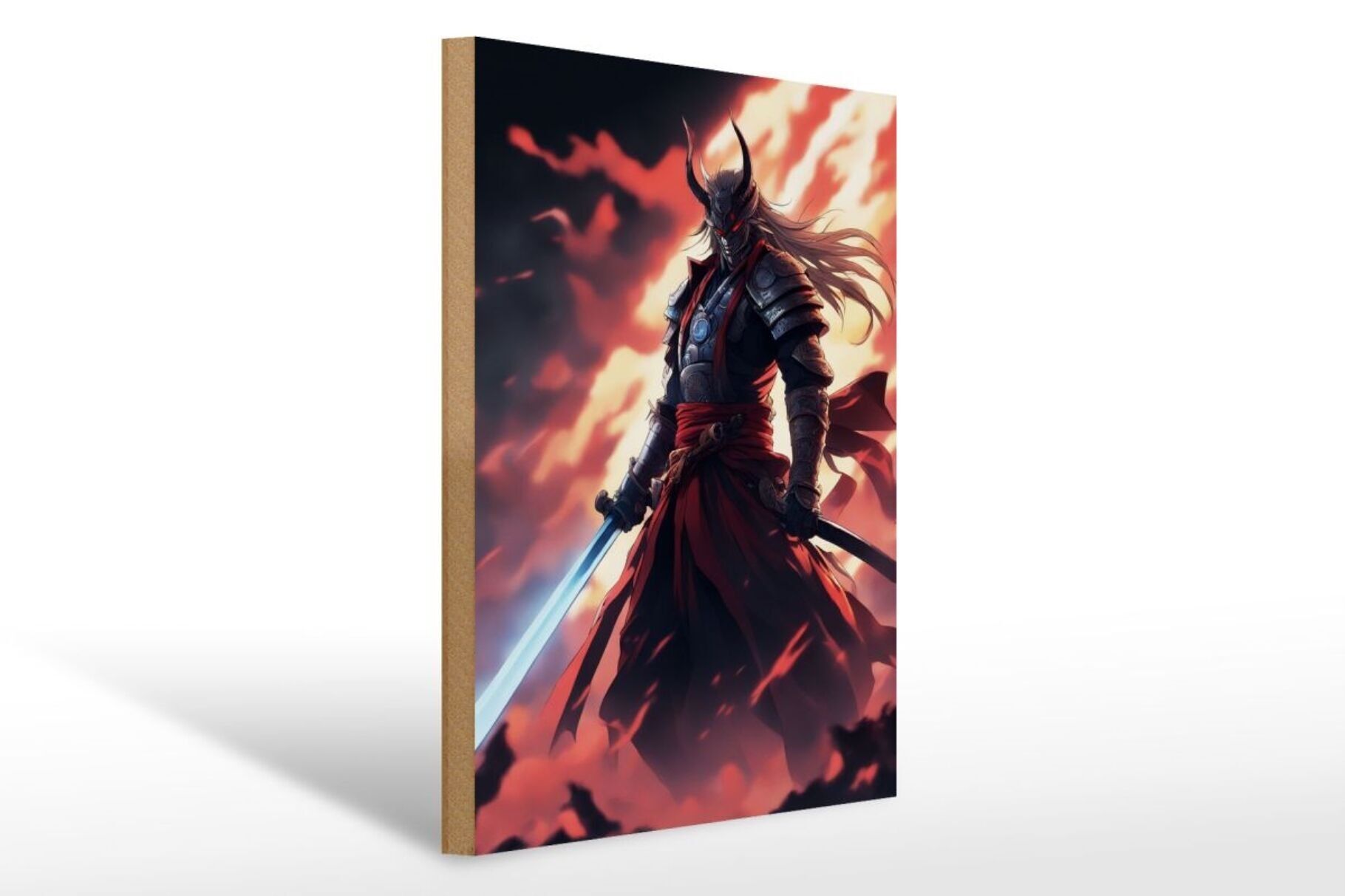 Holzschild 30x40cm Finsterer Samurai