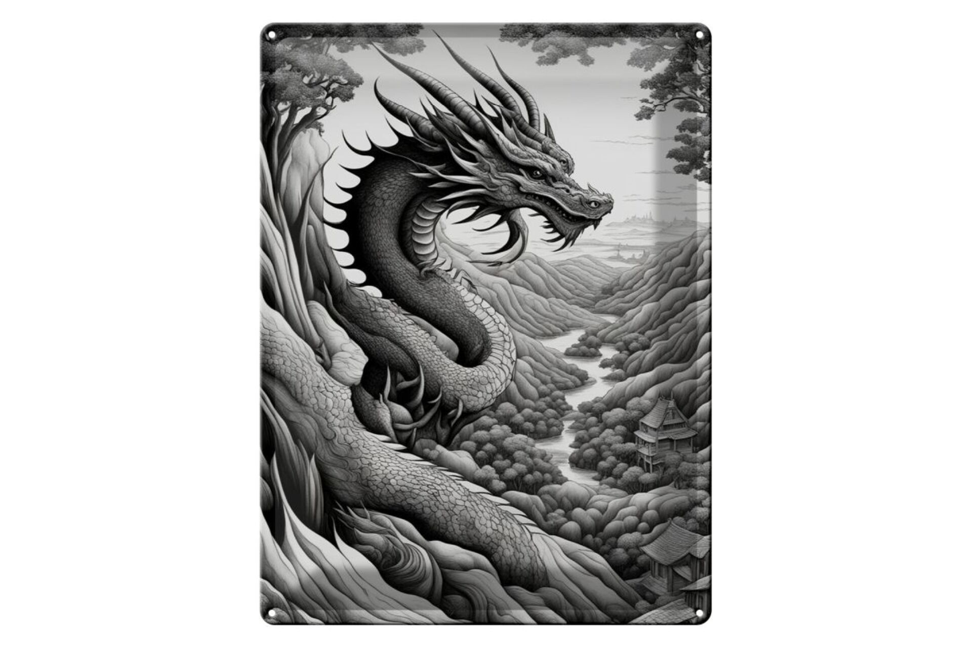 Cartel de chapa 30x40cm dragón serpiente 5