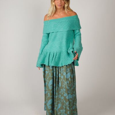 JUPE MARIE - Fleurs Turquoises - 2