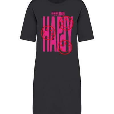 Robe T-shirt Délavée Feeling Happy Hot Pink