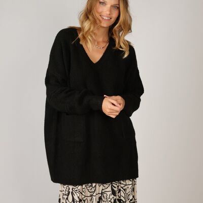 MAGLIA ESTELLE NERA CON TASCHE