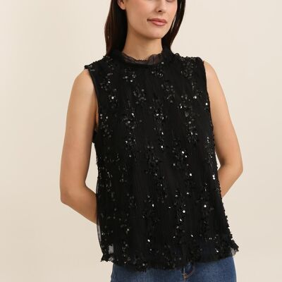 Canotta decorata con paillettes - CK08352