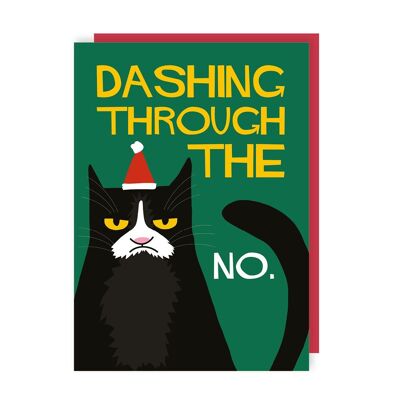 Pack de 6 cartes de Noël « Dashing Through The No Grumpy Cat »