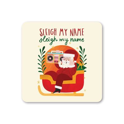 Posavasos navideños Sleigh My Name Santa, paquete de 6